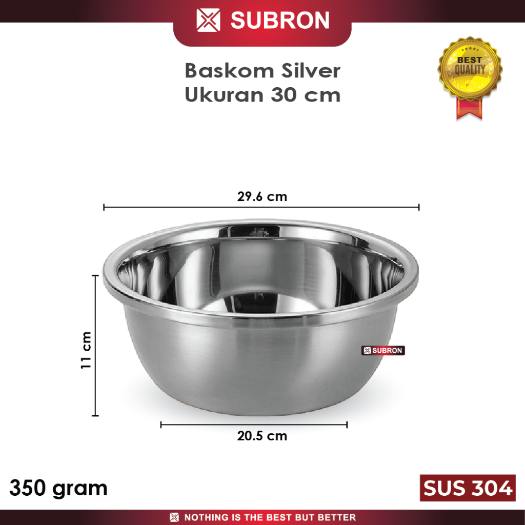 Mixing Bowl Stainless Steel Besar 30–40cm Baskom Adonan Food Grade Anti Karat SUBRON - Image 2