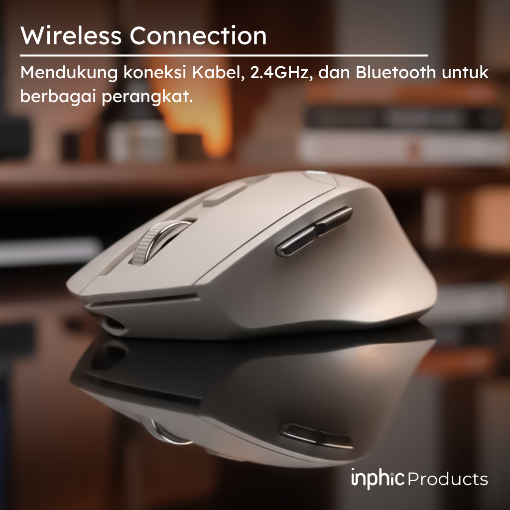 DR V2 Mouse Gaming Wireless Tri-Mode Silent S205 12000 DPI 1000Hz Rechargeable INPHIC - Image 3