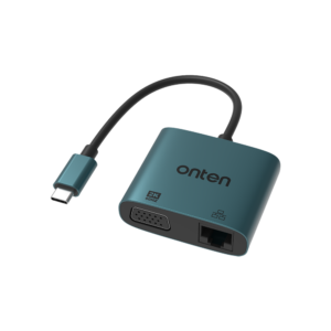 USB Type C to VGA 2K RJ45 LAN Adapter ONTEN OTN-UC289 untuk Laptop MacBook