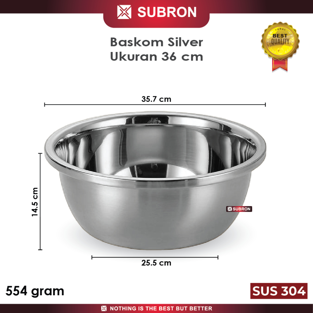 Mixing Bowl Stainless Steel Besar 30–40cm Baskom Adonan Food Grade Anti Karat SUBRON - Image 5