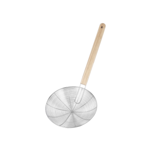 Saringan Gorengan Stainless Steel Gagang Kayu Anti Panas Serok Laba-Laba Parabola 22cm 24cm 26cm 28cm 30cm 32cm 34cm NIZEN