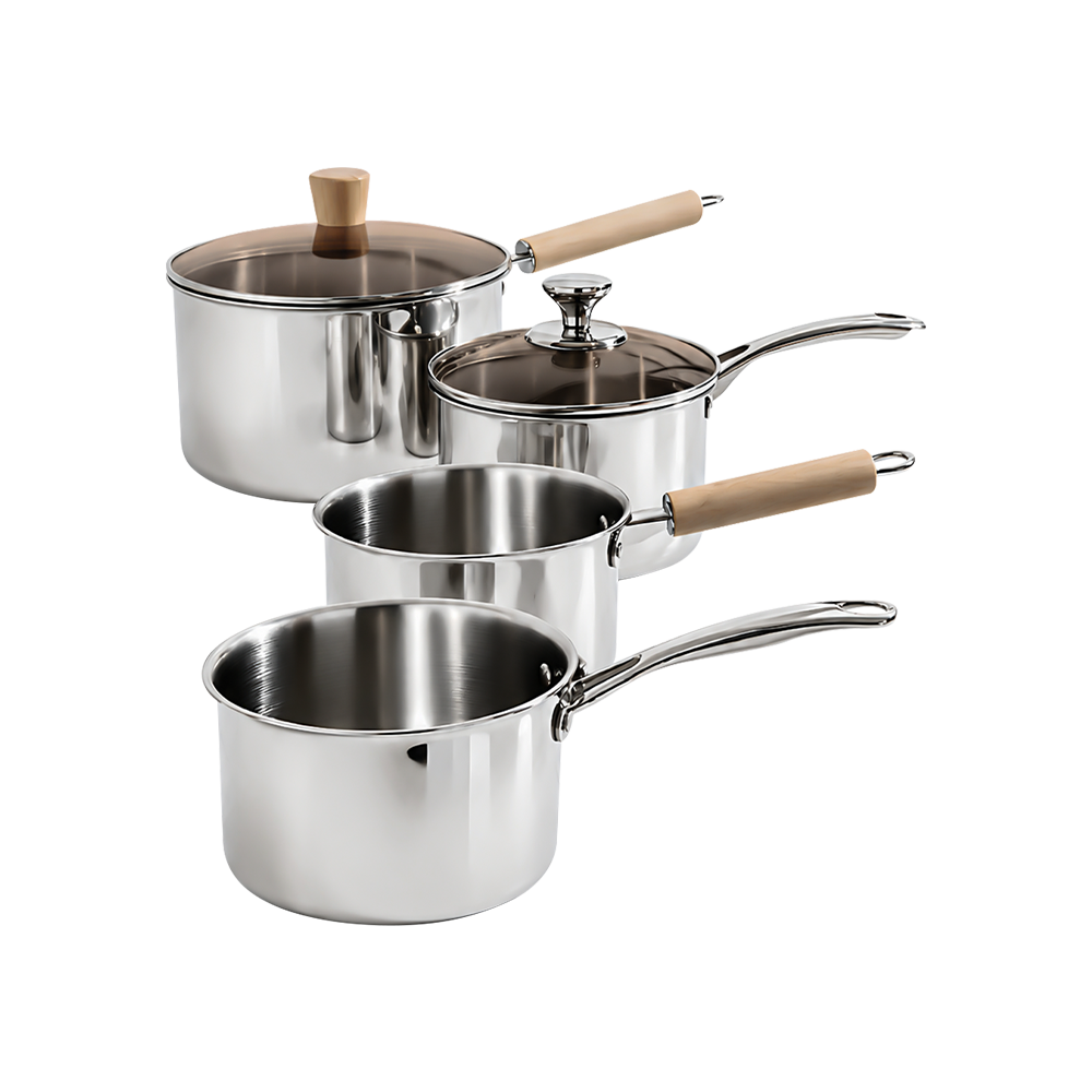 Panci Susu Stainless Steel Premium Milk Pot MPASI 14cm 16cm 18cm Tutup Kaca SUBRON