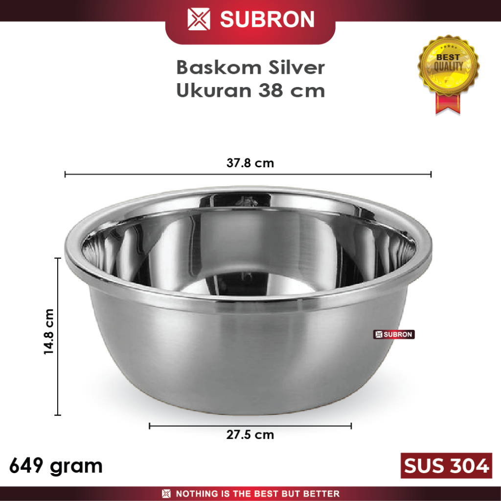 Mixing Bowl Stainless Steel Besar 30–40cm Baskom Adonan Food Grade Anti Karat SUBRON - Image 6