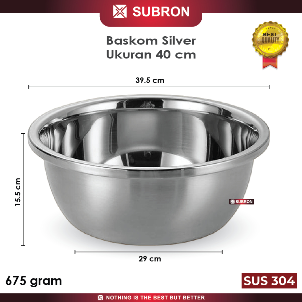 Mixing Bowl Stainless Steel Besar 30–40cm Baskom Adonan Food Grade Anti Karat SUBRON - Image 7