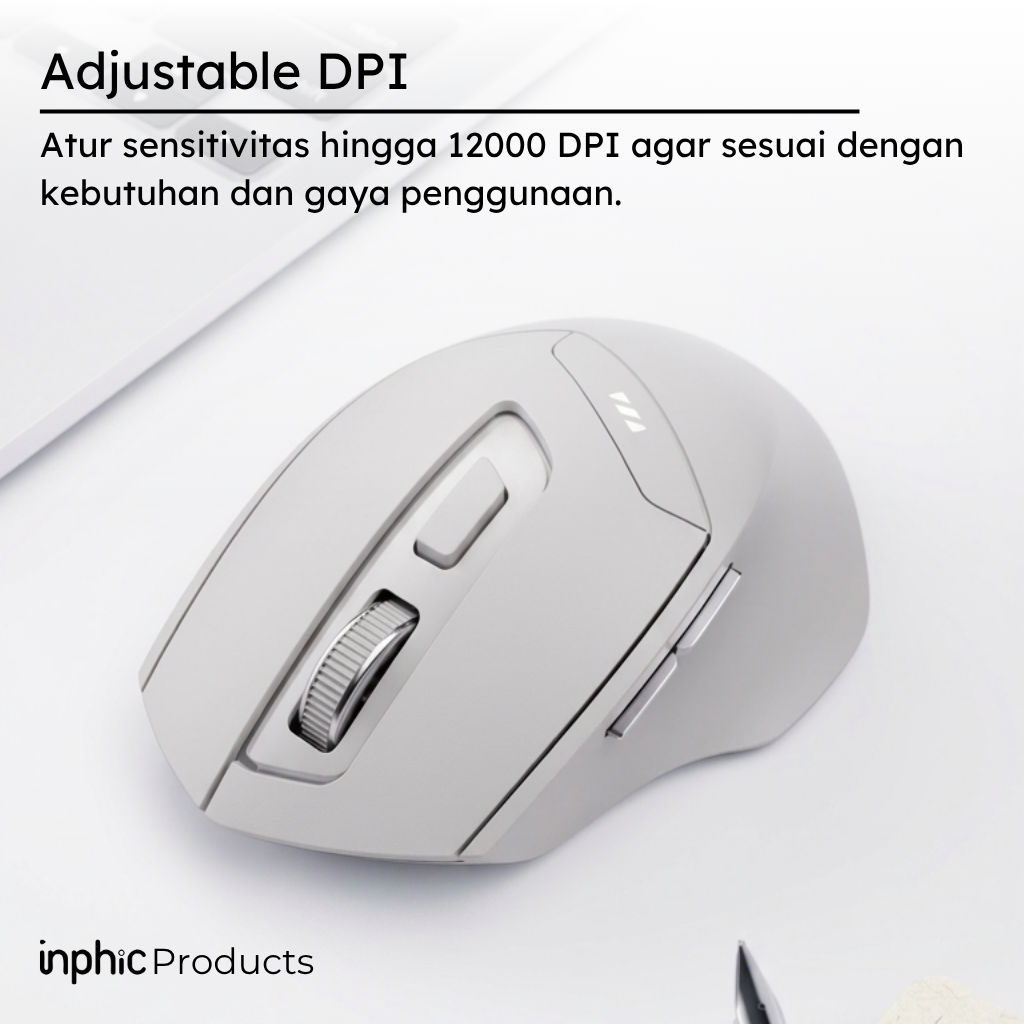 DR V2 Mouse Gaming Wireless Tri-Mode Silent S205 12000 DPI 1000Hz Rechargeable INPHIC - Image 4