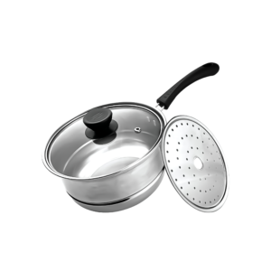 Panci Susu Steamer Stainless Steel Kukusan Makanan Tutup Kaca Food Grade 18CM 20CM Kompor Induksi Gas Listrik SUBRON