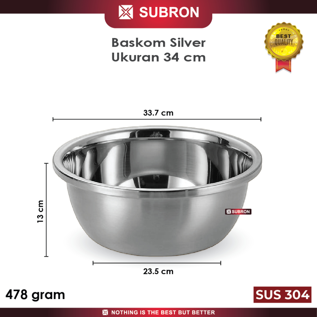 Mixing Bowl Stainless Steel Besar 30–40cm Baskom Adonan Food Grade Anti Karat SUBRON - Image 4