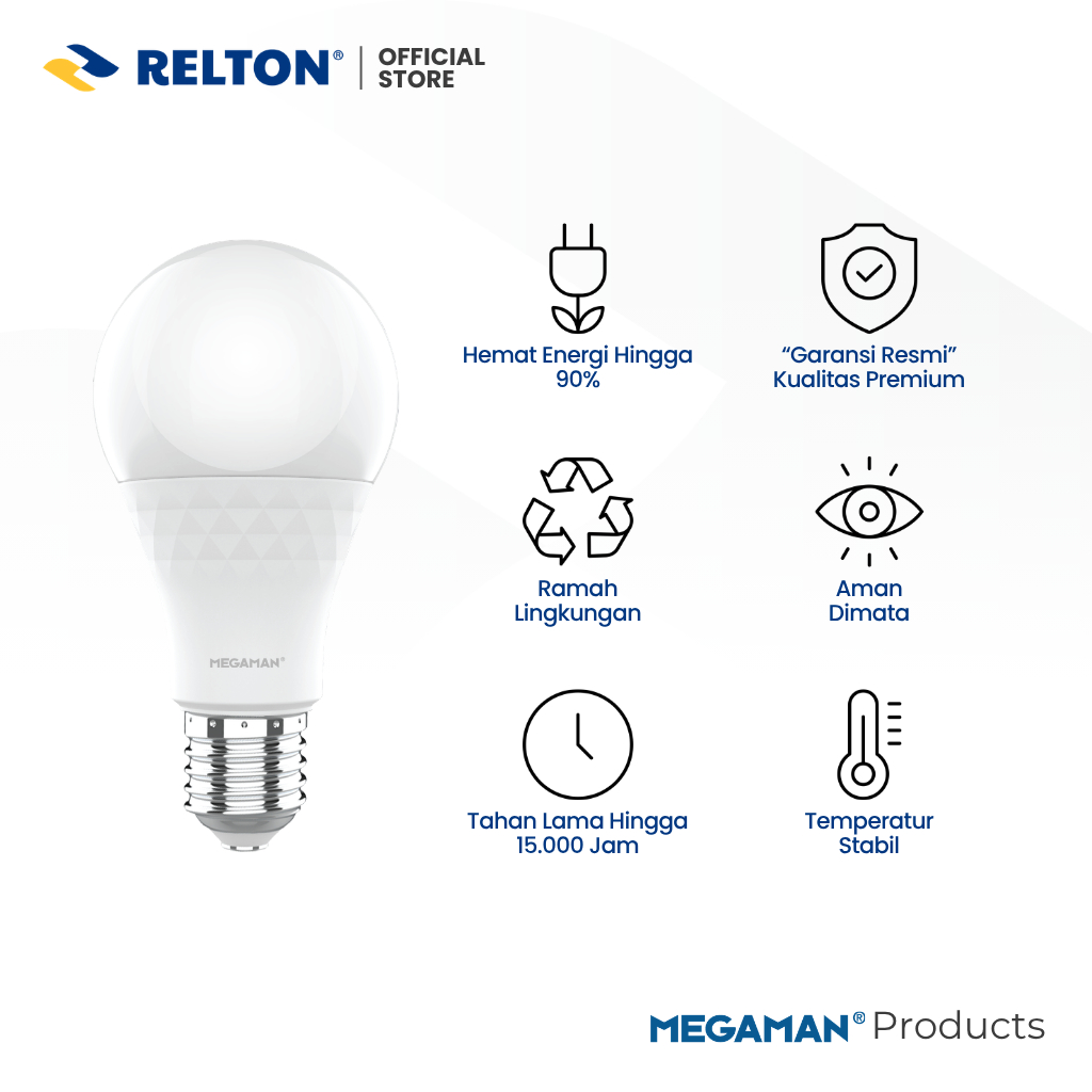 Lampu LED Sensor Otomatis E27 9W 12W 15W 18W 6500K Lampu Siang Malam MEGAMAN - Image 4